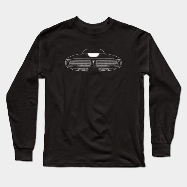 1972 Dodge Charger - front stencil, white Long Sleeve T-Shirt by mal_photography
